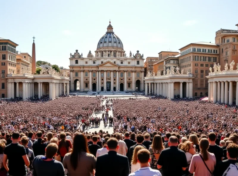 Crowds of people gathered in St. Peter's Square in Vatican City