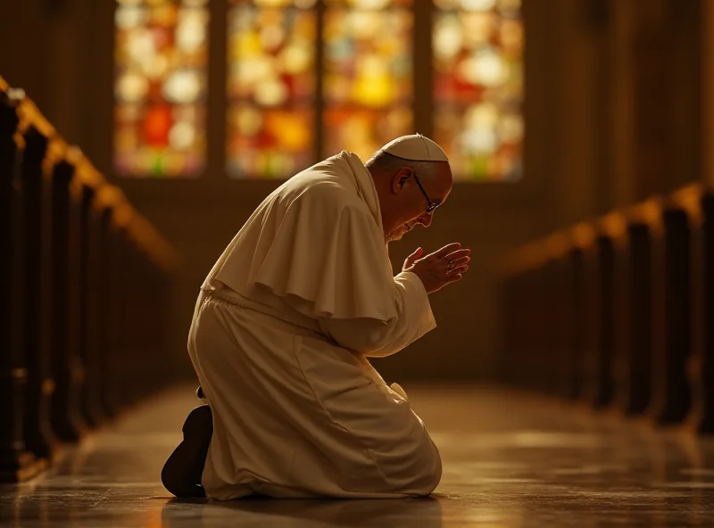 Pope Francis praying in the Vatican