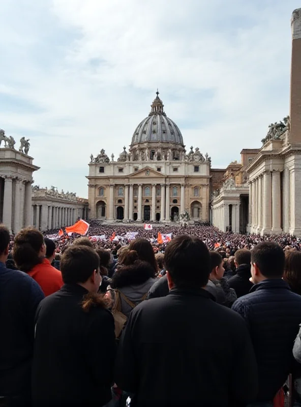 Crowd gathered outside the Vatican