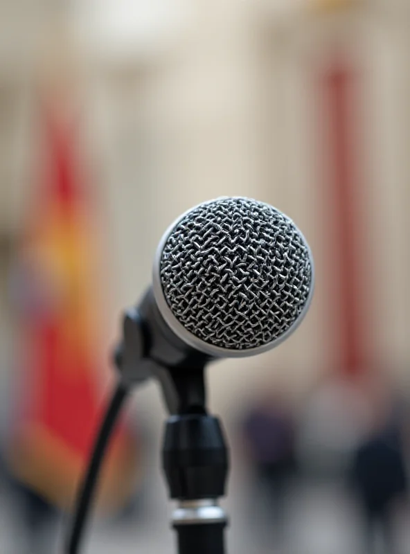 Close-up of a microphone with the Vatican flag in the background, suggesting an audio message.