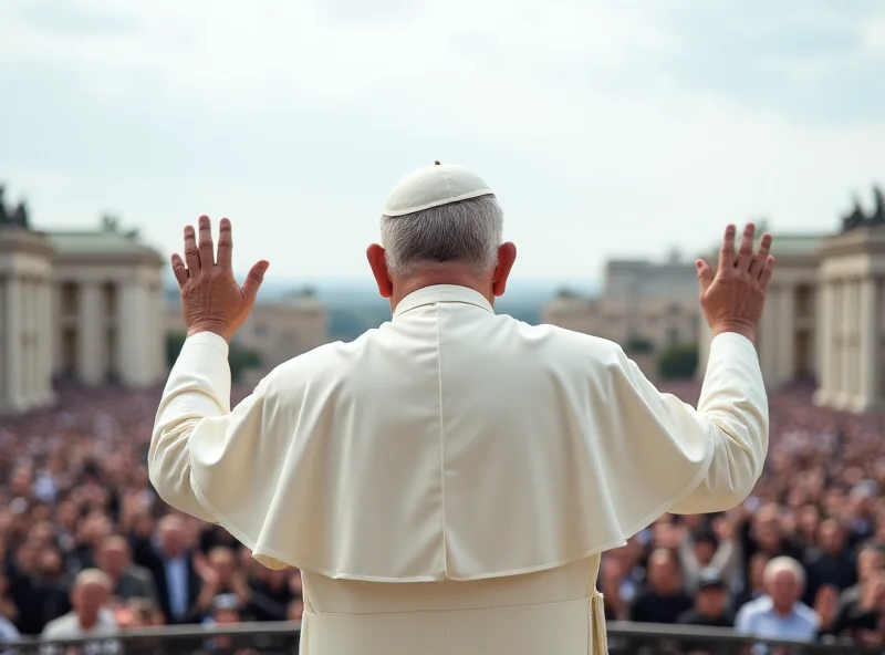 Pope Francis waving to a crowd from a balcony.