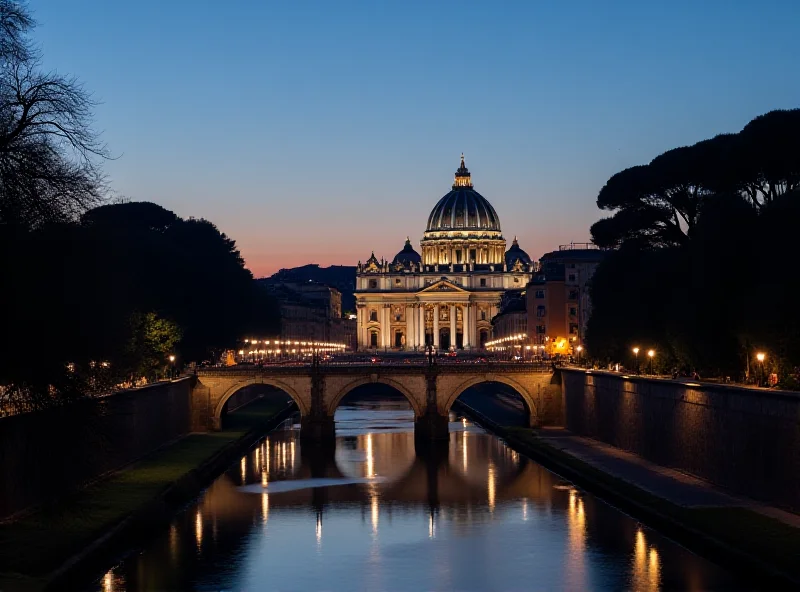 A photo of the Vatican City at dusk.