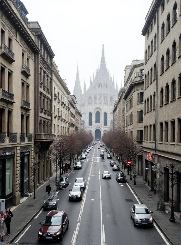 A cityscape of Milan, Italy, showcasing modern architecture alongside historic buildings. The sky is overcast, hinting at the political uncertainty surrounding the Salva Milano Bill.