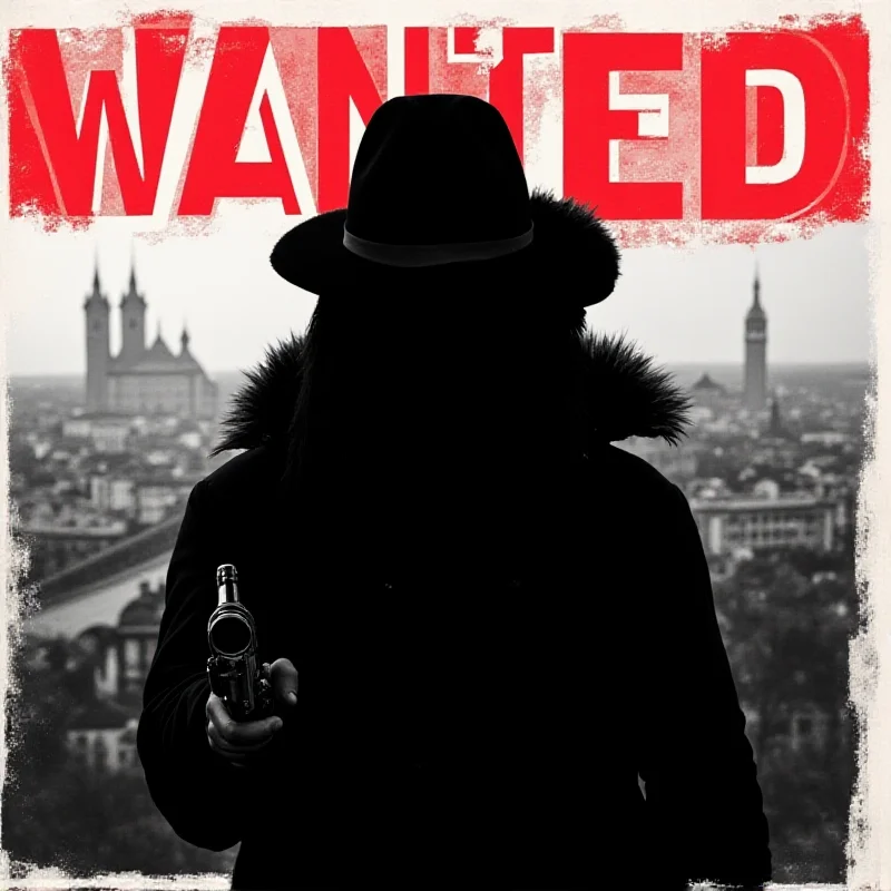 A wanted poster featuring a silhouette of a dangerous suspect.