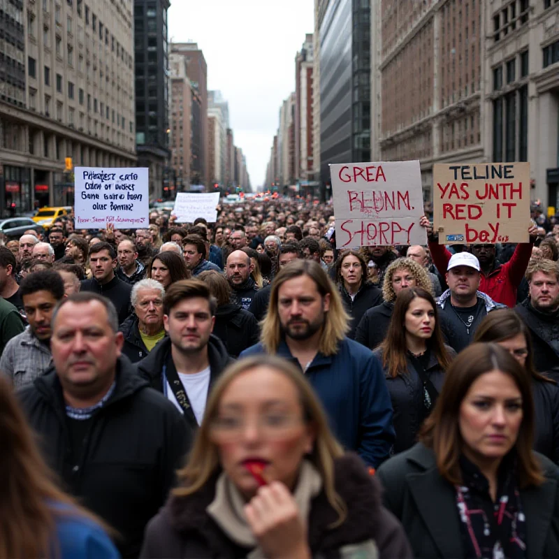 Protestors holding signs during a demonstration against Trump