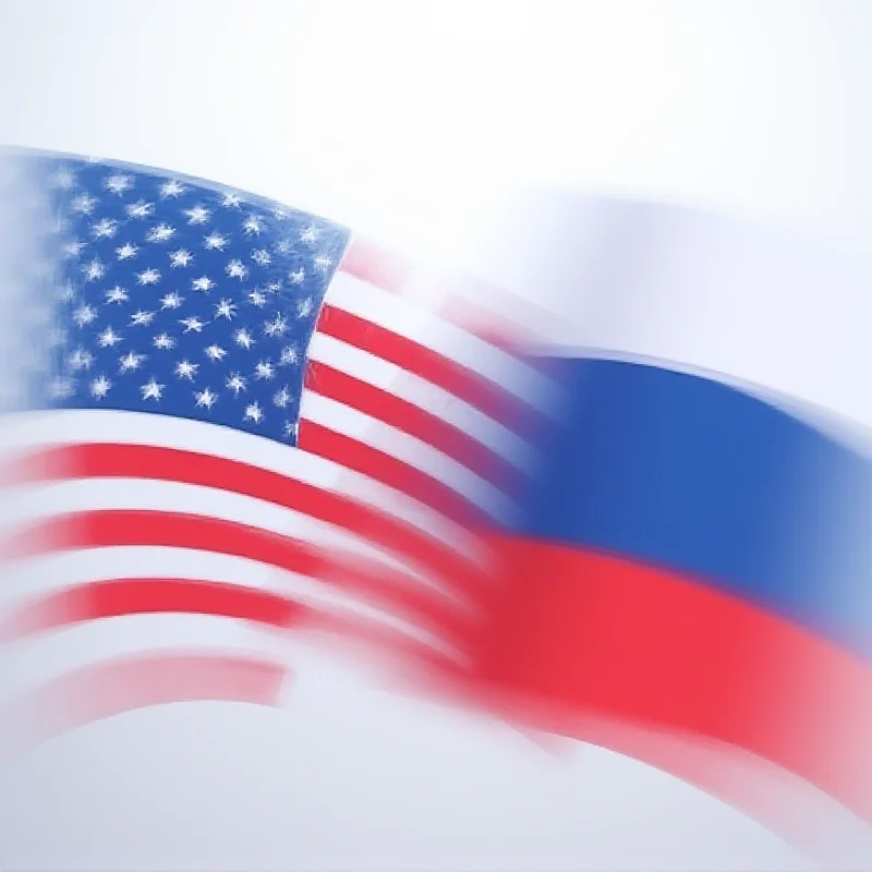 A digital illustration depicting the flags of the USA and Russia intertwined, symbolizing diplomatic relations.