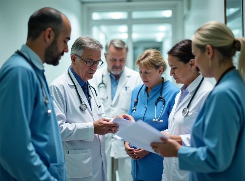 A diverse group of healthcare professionals collaborating in a modern office space, representing BrightSpring Health Services.