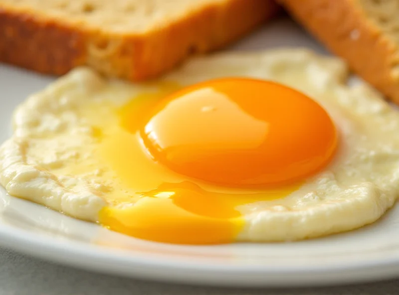 A perfectly cooked over-medium egg on a plate with toast.
