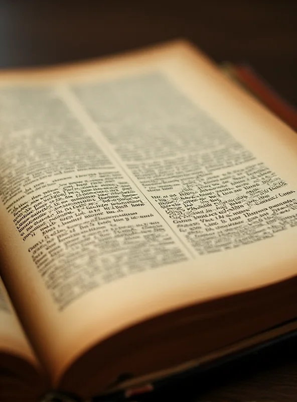 Close-up of a vintage dictionary open to a page with obscure words