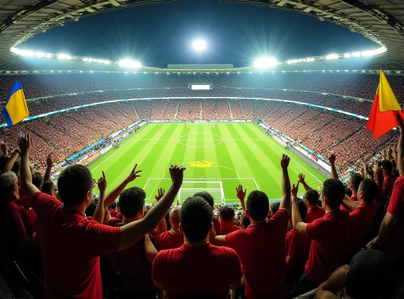 A vibrant soccer stadium filled with cheering fans during a Copa Libertadores match.