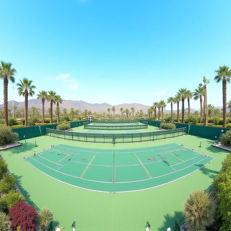 A panoramic view of the Indian Wells tennis venue.