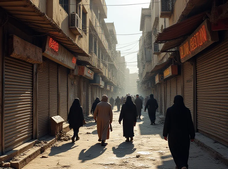 A Syrian street scene during Ramadan, with closed shops and people observing the fast.