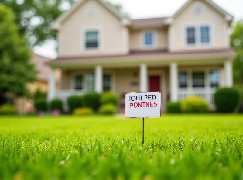 A single-family home with a 'For Rent' sign in the front yard, with a blurred background of a suburban street.