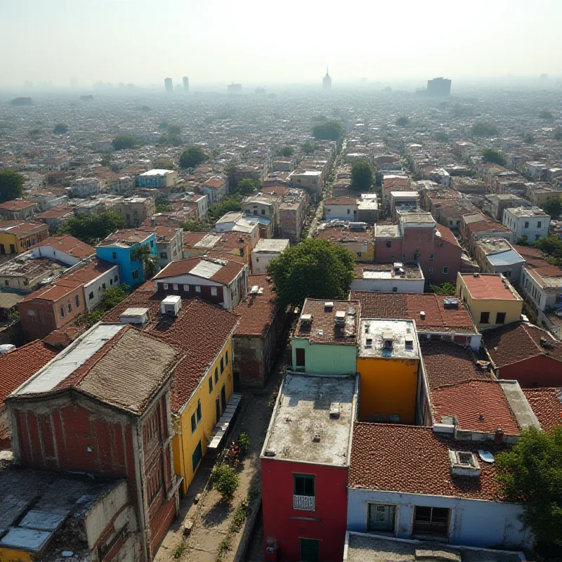 Aerial view of a densely populated neighborhood in Salvador, Brazil.