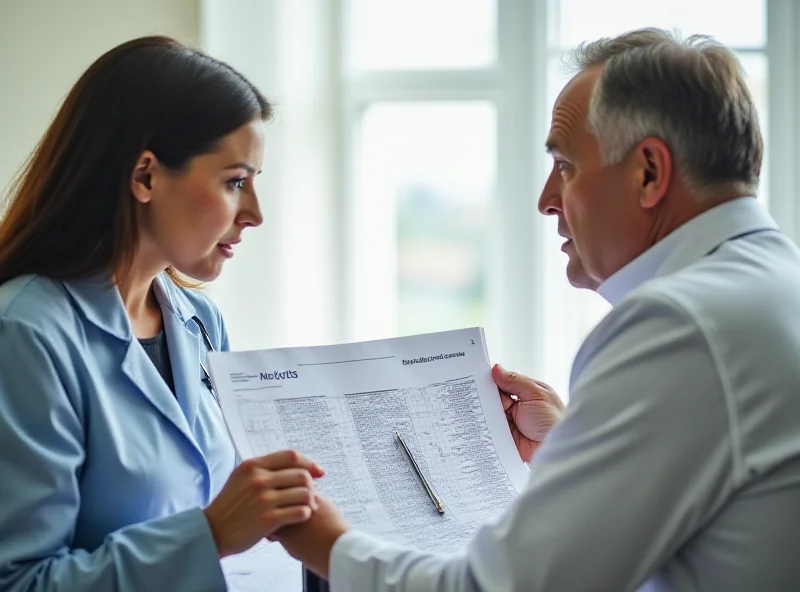 A doctor explaining something to a concerned parent.
