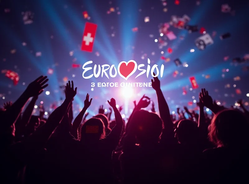 The Eurovision logo against a backdrop of cheering fans.