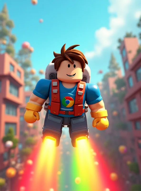 A Roblox avatar wearing the Chrome logo jetpack