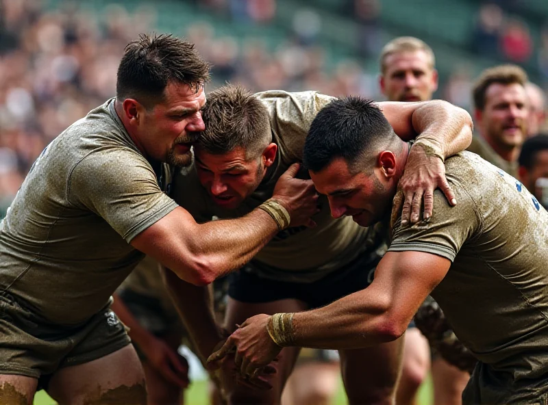 Rugby League players in a scrum