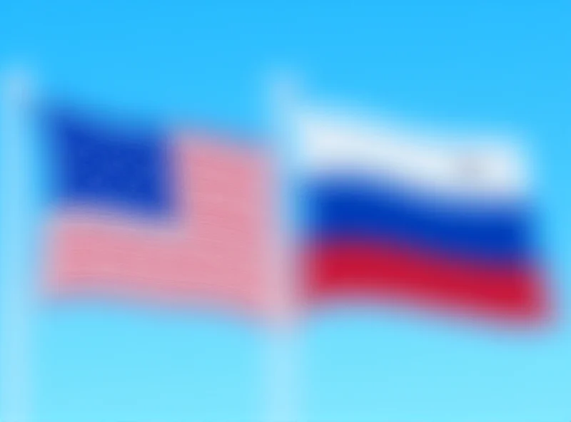 Illustration of the US and Russian flags waving together