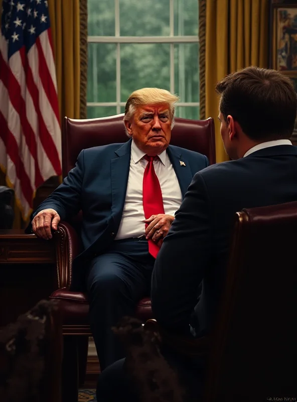 Illustration of Donald Trump and Volodymyr Zelensky meeting in the Oval Office, with a tense atmosphere.