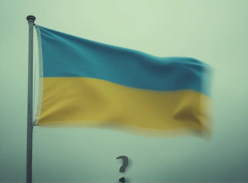 A symbolic image of the Ukrainian flag with a question mark hovering above it, representing uncertainty.