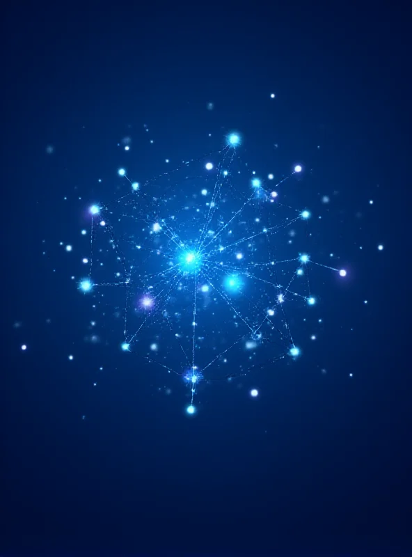 A stylized image representing Nebius Group, featuring a network of interconnected nodes and glowing lines, symbolizing AI infrastructure and global connectivity.