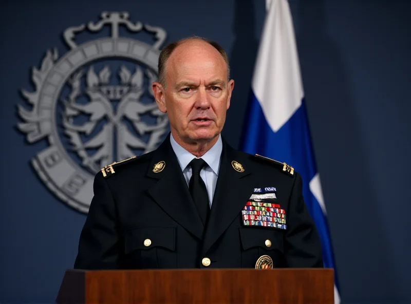 General Janne Jaakkola addressing a press conference in Helsinki