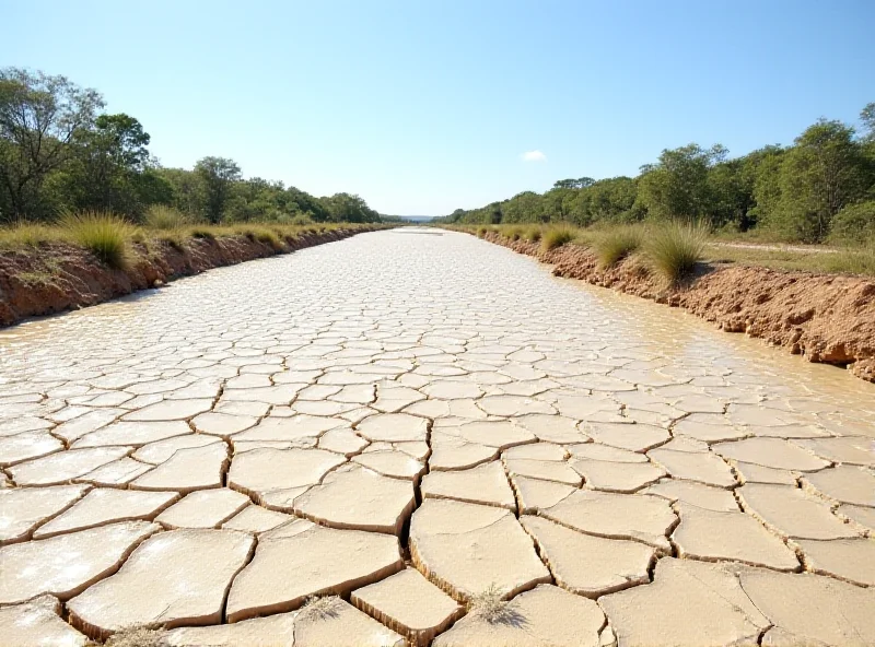 A dry riverbed in Papar, Sabah, illustrating the water shortage problem.