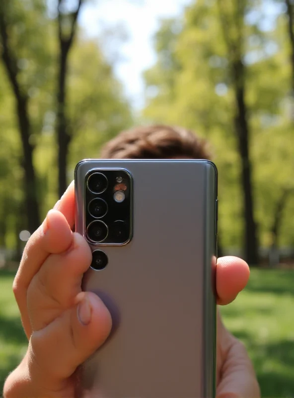 A person taking a photo with a Samsung Galaxy S25 Ultra, focusing on the camera features.