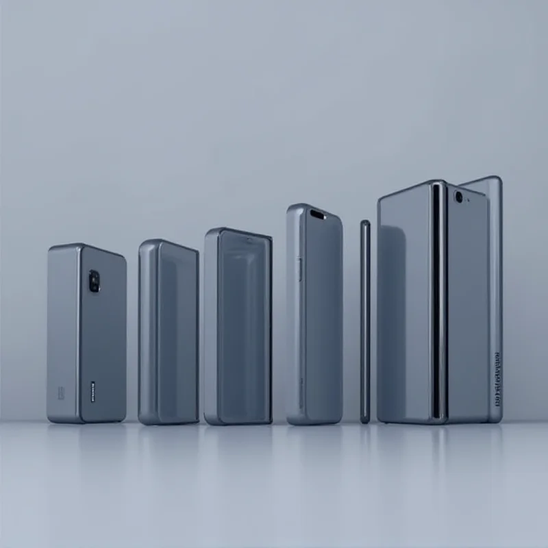 A side-by-side comparison of various foldable phones, including Samsung Galaxy Z Flip and Z Fold series, highlighting the different form factors and design philosophies.