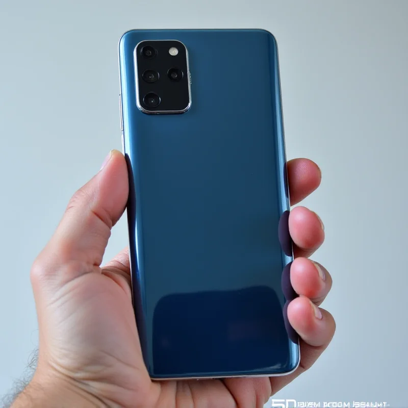 A sleek Samsung Galaxy S25 Edge smartphone showcasing its edge-to-edge display and premium design, with the GeekBench logo subtly displayed in the background.