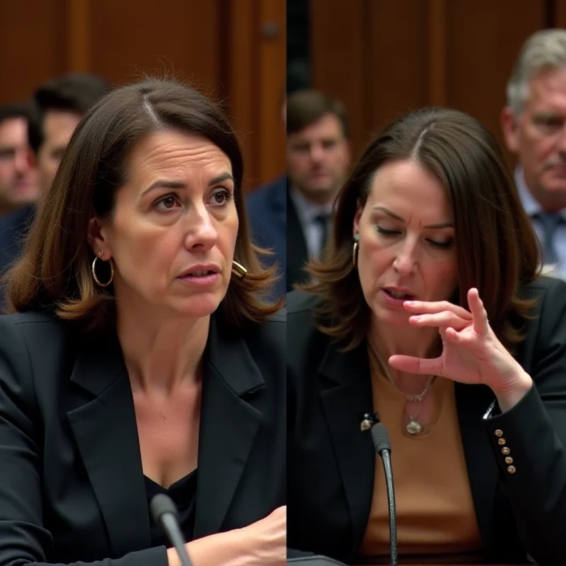 A split image of Schlein and Santanchè debating in parliament.