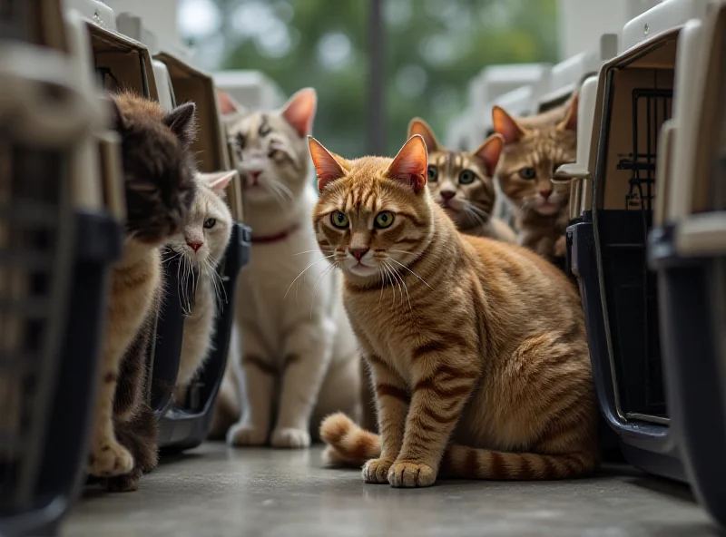 Rescued cats in carriers