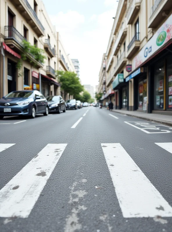 Street scene with pedestrian crossing