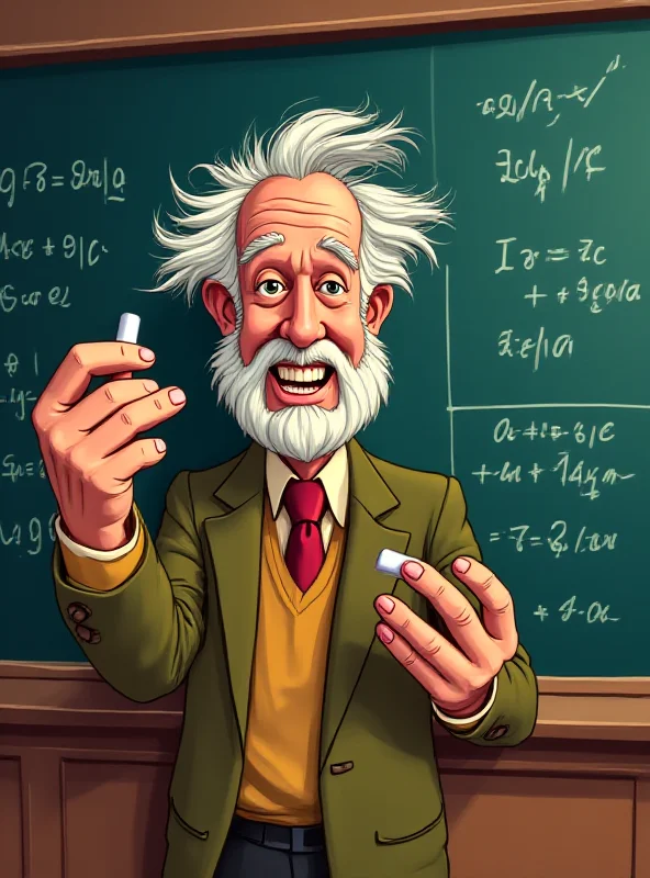 Richard Feynman giving a lecture, animated style.