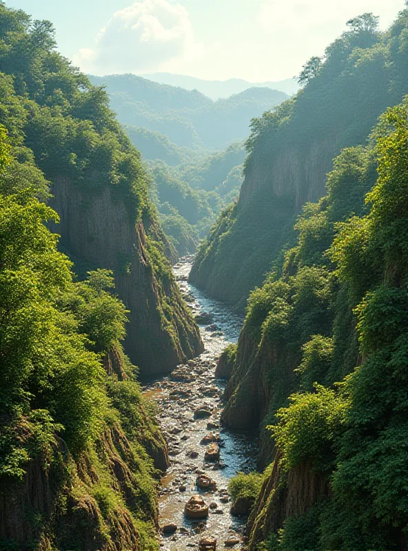 A futuristic depiction of a copper mine with minimal environmental impact, showing lush greenery and advanced technology.