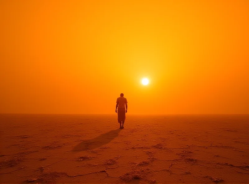 A parched landscape in South Sudan under the scorching sun, illustrating the impact of the heatwave.