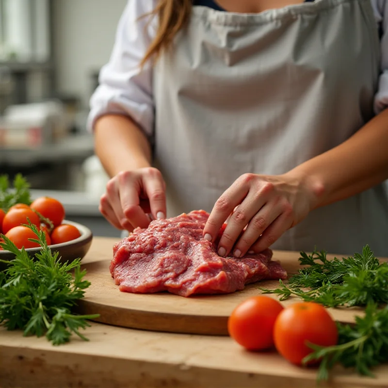 A person preparing a nutria dish in a kitchen setting, showcasing a sustainable food source.