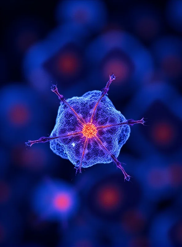 A microscopic view of cells, with highlighted areas indicating the presence and activity of the PNC-27 peptide.