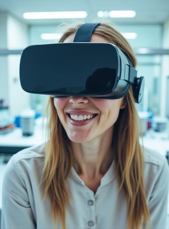 A person wearing a VR headset and a device attached to their mouth