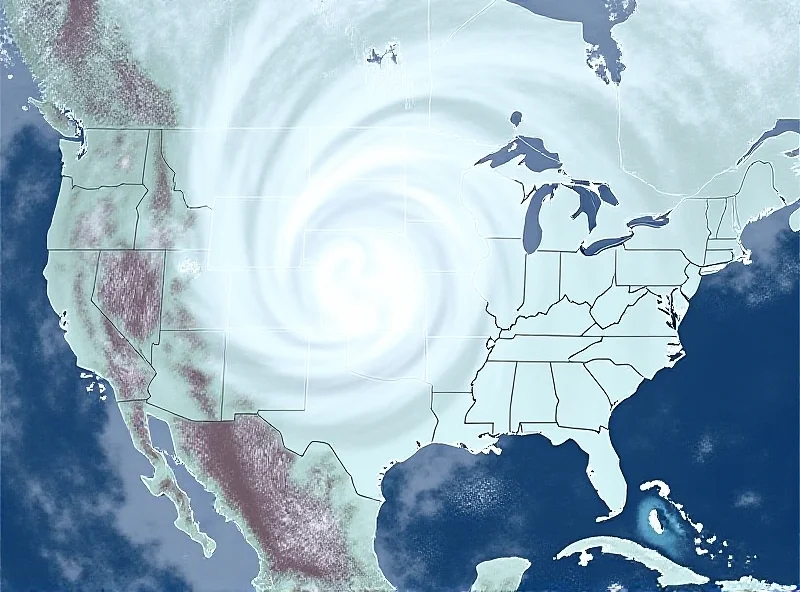 Satellite image of a large storm system over the United States