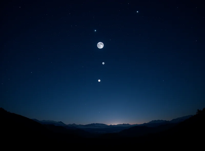 Planetary alignment in the night sky