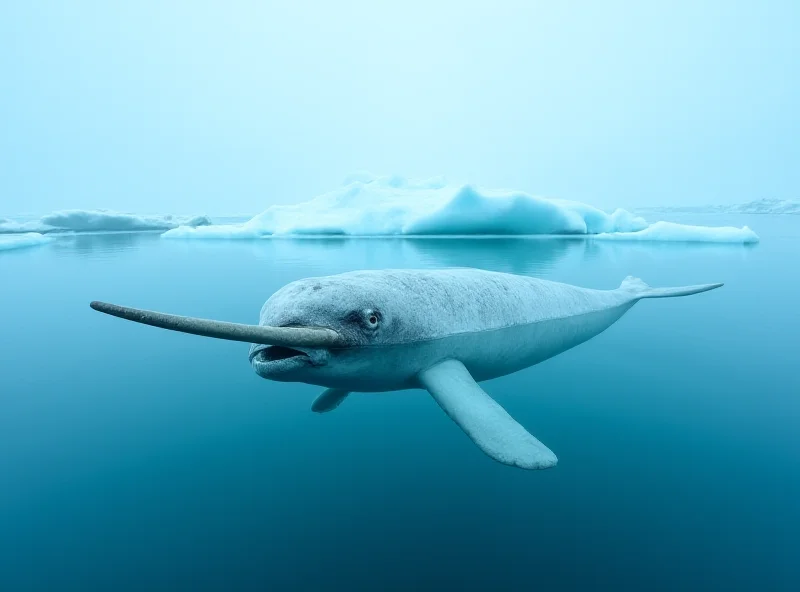 Narwhal swimming in arctic waters