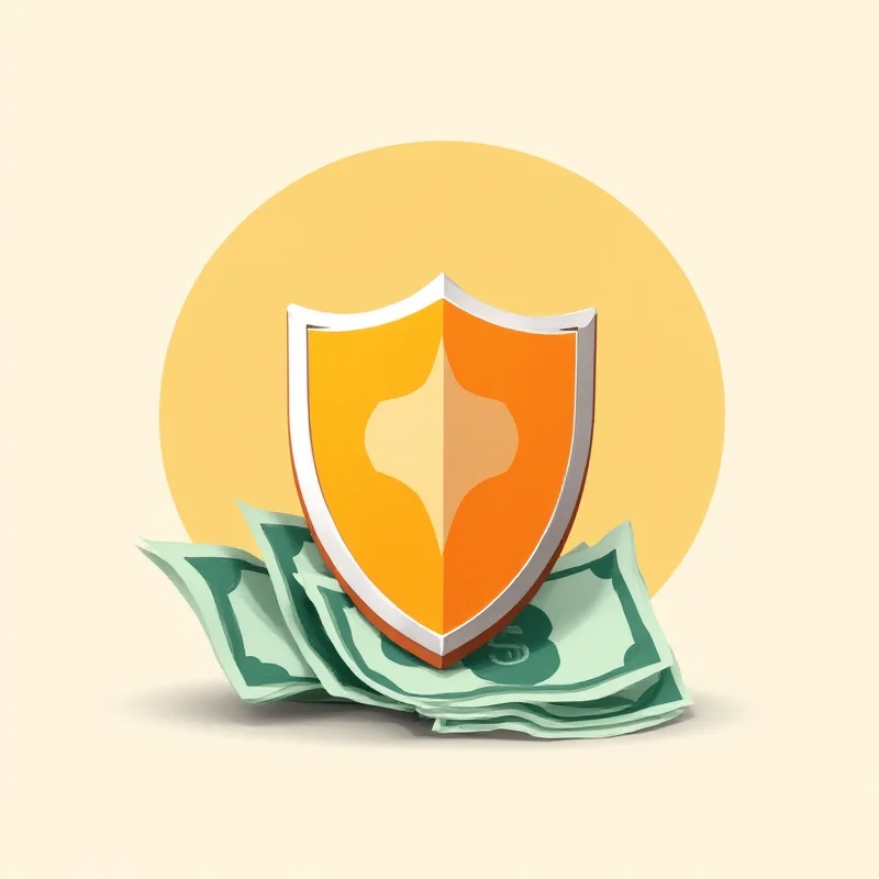 Abstract illustration of a shield and money, representing the guarantee fund protecting client assets.