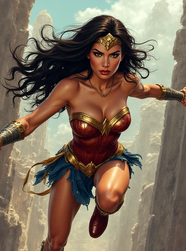 Screenshot from an unfinished Wonder Woman video game showing the hero in action.