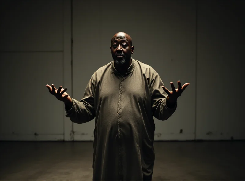 Clarence Maclin on stage in a prison theatre production.