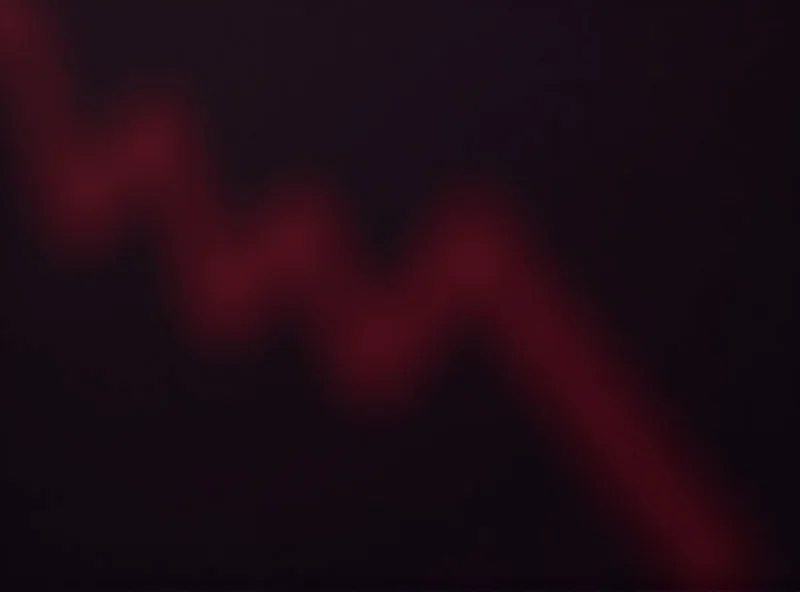 Image of a downward trending stock chart, with Argo Blockchain logo subtly placed in the background.