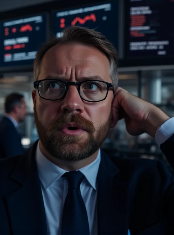 Image of a confused investor staring at a stock ticker displaying the Morgan Advanced Materials stock symbol and price.