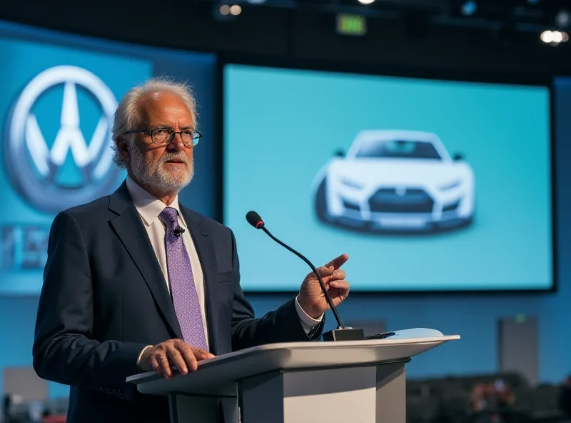 Klaus Zellmer, CEO of Škoda Auto, speaking at a press conference.