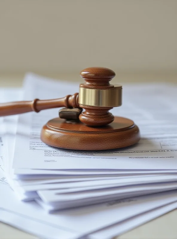 A gavel resting on a stack of legal documents, symbolizing a legal dispute.